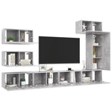 Set di Mobili Porta TV 8 pz Grigio Cemento in Legno truciolato
