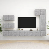 Set di Mobili Porta TV 8 pz Grigio Cemento in Legno truciolato