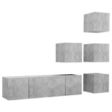 Set di Mobili Porta TV 6 pz Grigio Cemento in Legno truciolato