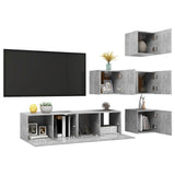 Set di Mobili Porta TV 6 pz Grigio Cemento in Legno truciolato