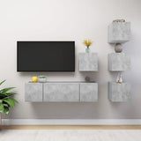 Set di Mobili Porta TV 6 pz Grigio Cemento in Legno truciolato
