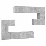 Set di Mobili Porta TV 8 pz Grigio Cemento in Legno truciolato