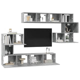 Set di Mobili Porta TV 8 pz Grigio Cemento in Legno truciolato
