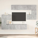 Set di Mobili Porta TV 8 pz Grigio Cemento in Legno truciolato