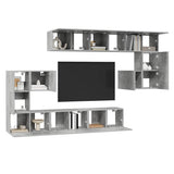 Set di Mobili Porta TV 10pz Grigio Cemento in Legno truciolato