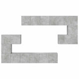 Set di Mobili Porta TV 10pz Grigio Cemento in Legno truciolato