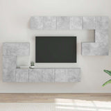 Set di Mobili Porta TV 10pz Grigio Cemento in Legno truciolato