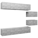 Set di Mobili Porta TV 6 pz Grigio Cemento in Legno truciolato