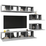 Set di Mobili Porta TV 6 pz Grigio Cemento in Legno truciolato