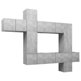 Set di Mobili Porta TV 10pz Grigio Cemento in Legno truciolato