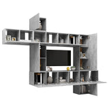 Set di Mobili Porta TV 10pz Grigio Cemento in Legno truciolato