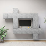 Set di Mobili Porta TV 10pz Grigio Cemento in Legno truciolato