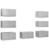 Mobili Porta TV 7 pz Grigio Cemento 30,5x30x60 cm truciolato