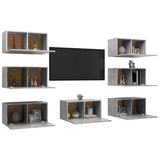 Mobili Porta TV 7 pz Grigio Cemento 30,5x30x60 cm truciolato