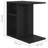 Tavolino Nero 50x30x50 cm in Legno truciolato
