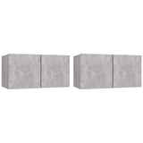 Mobili Porta TV Pensili 2pz Grigio Cemento 60x30x30 cm