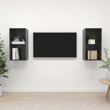 Mobile TV a Parete 2 pz Grigio Lucido in Legno truciolato