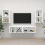 Mobili TV a Parete 4 pz Bianco in Legno truciolato