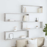 Mensole Parete Cubo 4pz Grigio Cemento 100x15x30 cm truciolato