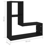 Mensole a Muro 2 pz Nere 50x15x50 cm in Legno truciolato