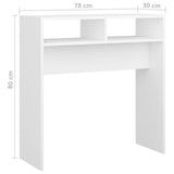 Tavolino Consolle Bianco 78x30x80 cm in Legno truciolato