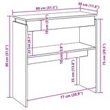Tavolino Consolle Bianco 80x30x80 cm in Legno truciolato