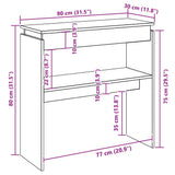 Tavolino Consolle Rovere Sonoma 80x30x80cm in Legno truciolato