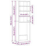 Mobile per Lavatrice Bianco Lucido 64x24x190 cm