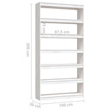 Libreria/Divisorio Bianco 100x30x200 cm Legno Massello di Pino