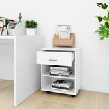 Mobiletto con Ruote Bianco 46x36x59 cm in Legno truciolato