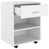 Mobiletto con Ruote Bianco 46x36x59 cm in Legno truciolato