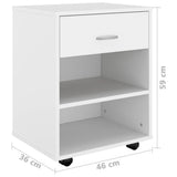 Mobiletto con Ruote Bianco 46x36x59 cm in Legno truciolato
