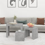 Tavolini Impilabili 3 pz Grigio Cemento in Legno truciolato