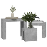 Tavolini Impilabili 3 pz Grigio Cemento in Legno truciolato
