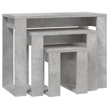 Tavolini Impilabili 3 pz Grigio Cemento in Legno truciolato