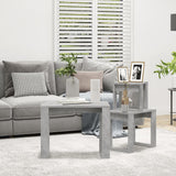 Tavolini Impilabili 3 pz Grigio Cemento in Legno truciolato