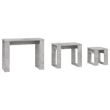 Tavolini Impilabili 3 pz Grigio Cemento in Legno truciolato
