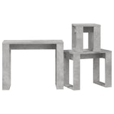 Tavolini Impilabili 3 pz Grigio Cemento in Legno truciolato