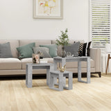 Tavolini Impilabili 3 pz Grigio Cemento in Legno truciolato