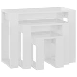 Tavolini Impilabili 3 pz Bianco Lucido in Legno truciolato