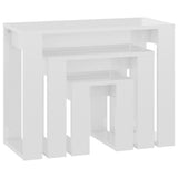 Tavolini Impilabili 3 pz Bianco Lucido in Legno truciolato