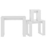 Tavolini Impilabili 3 pz Bianco Lucido in Legno truciolato