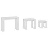 Tavolini Impilabili 3 pz Bianco Lucido in Legno truciolato