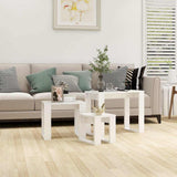 Tavolini Impilabili 3 pz Bianco Lucido in Legno truciolato