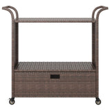 Carrello da Bar con Cassetto Marrone 100x45x97 cm in Polyrattan