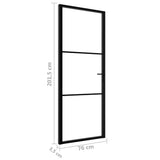 Porta da Interno ESG Vetro e Alluminio 76x201,5 cm Nera