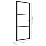 Porta da Interno ESG Vetro e Alluminio 83x201,5 cm Nera