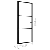 Porta da Interno ESG Vetro e Alluminio 83x201,5 cm Nera