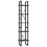 Libreria a 5 Ripiani Grigia 40x30x175 cm in Legno truciolato