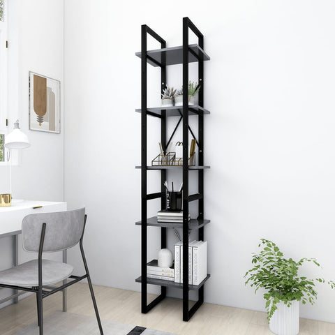 Libreria a 5 Ripiani Grigia 40x30x175 cm in Legno truciolato